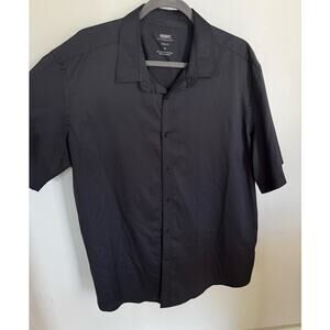Mix‎ & NY Slim Fit Black Short-Sleeve Button-Up Shirt Men's Size XL Non-Iron